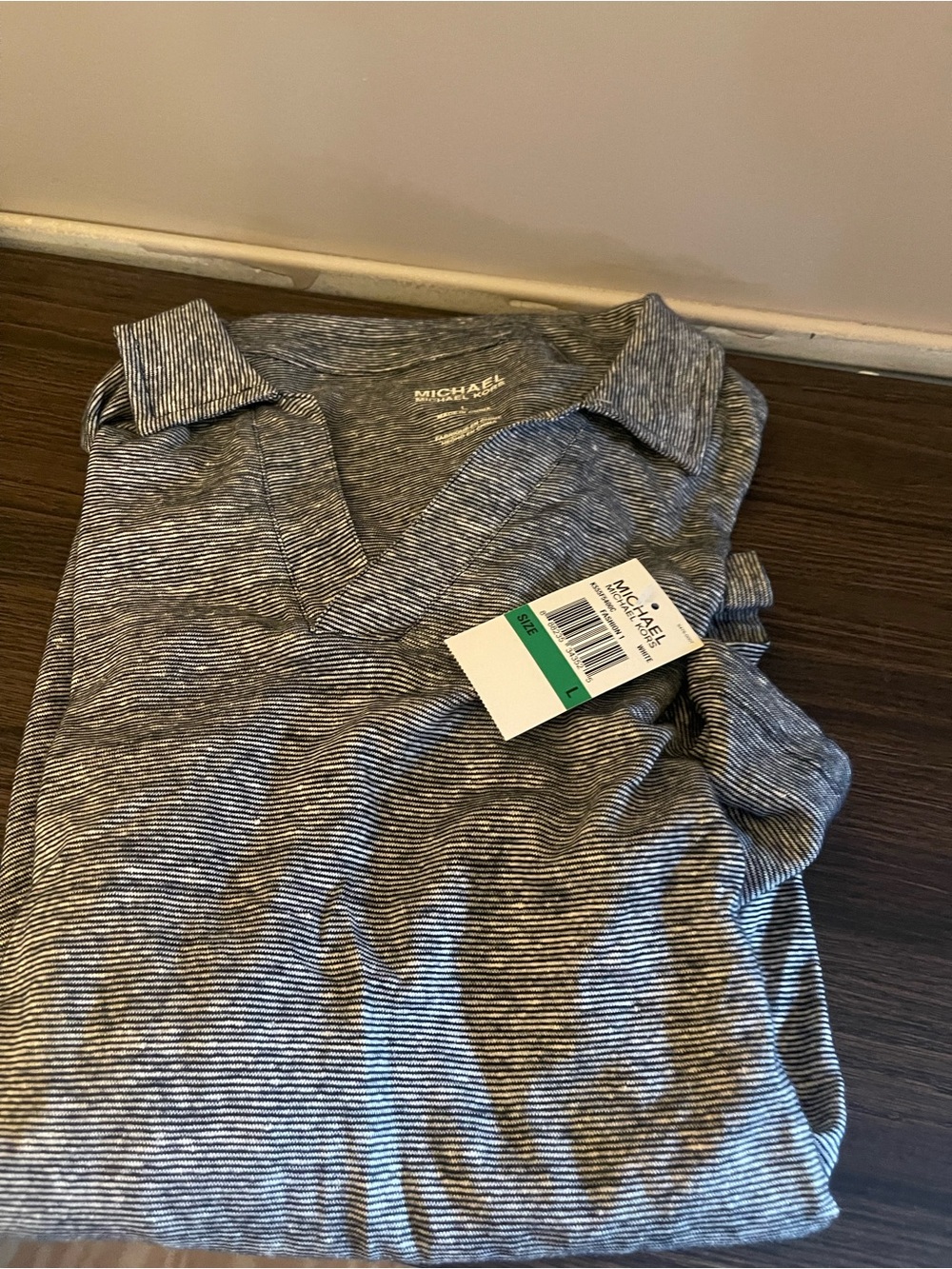 Michael Kors Men’s Blue-Gray Micro Stripe Polo